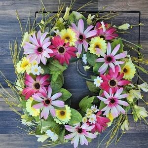 Handmade Spring Whimsical Wreath 24"